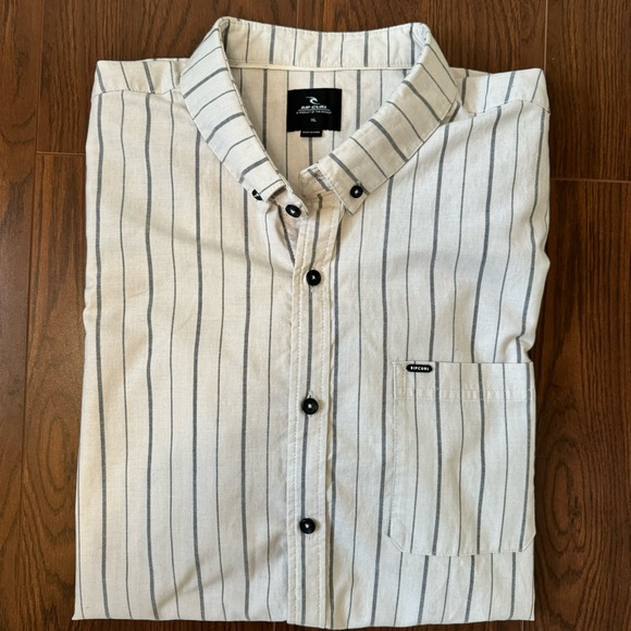 RIP CURL Striped Button Down Collared Short Sleeve Shirt Size XL - Picture 11 of 11
